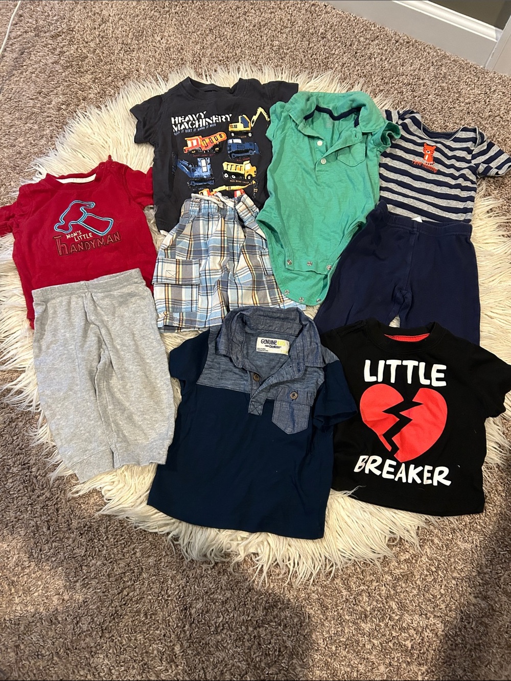 12 month boy mixed brands-Oshkosh Carters, Jumping Beans etc- Short sleeves